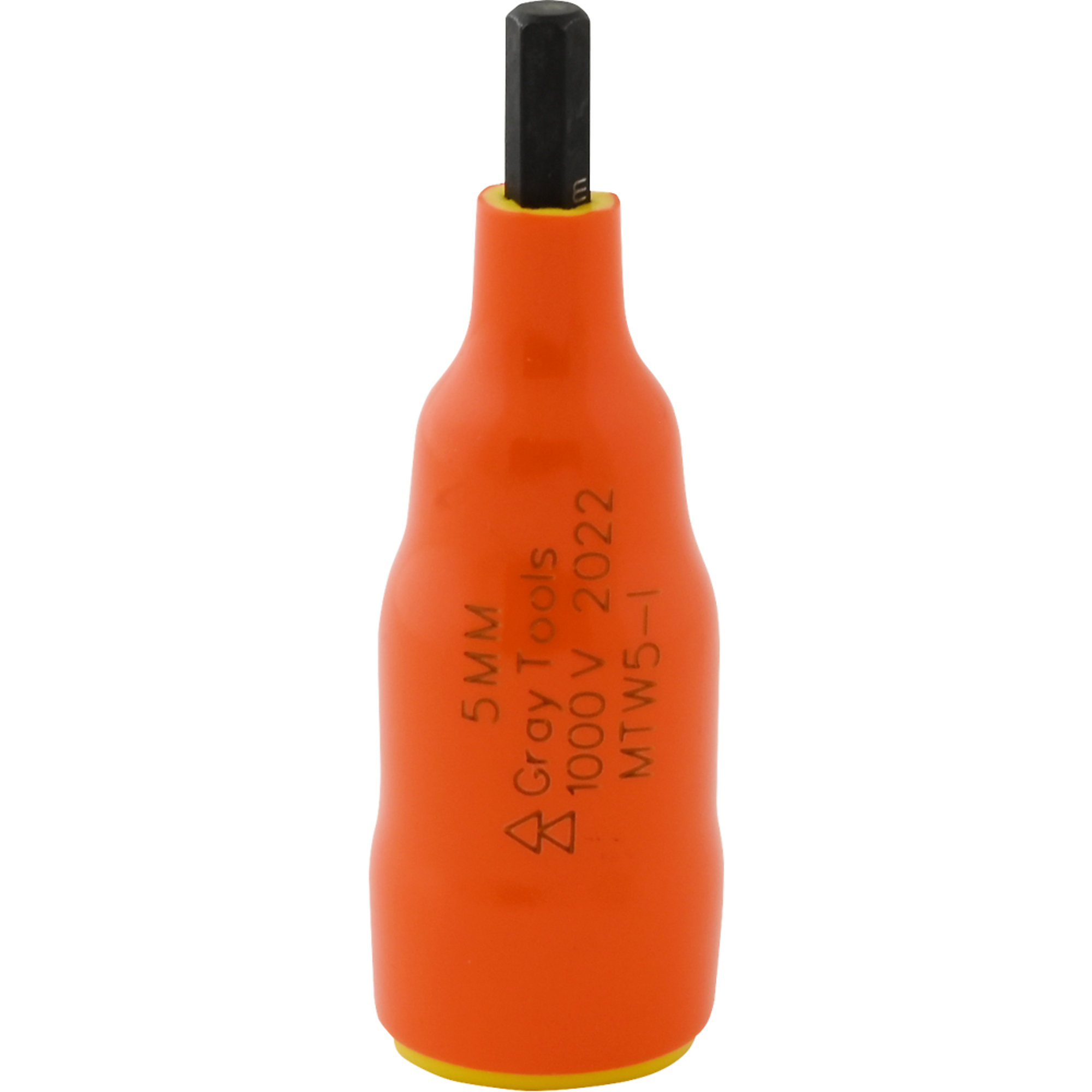 Gray Tools, 5mm X 3/8in. Drive Hex 1000V Insulated Socket, Socket Size Metric 5 mm, Drive Size 3/8 in, Model# MTW5-I